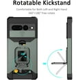thumbnail image 2 of Pixel 7 Pro Case: Sliding Camera Cover, Card Holder, Magnetic Kickstand - Heavy Duty Protection (Green), 2 of 13