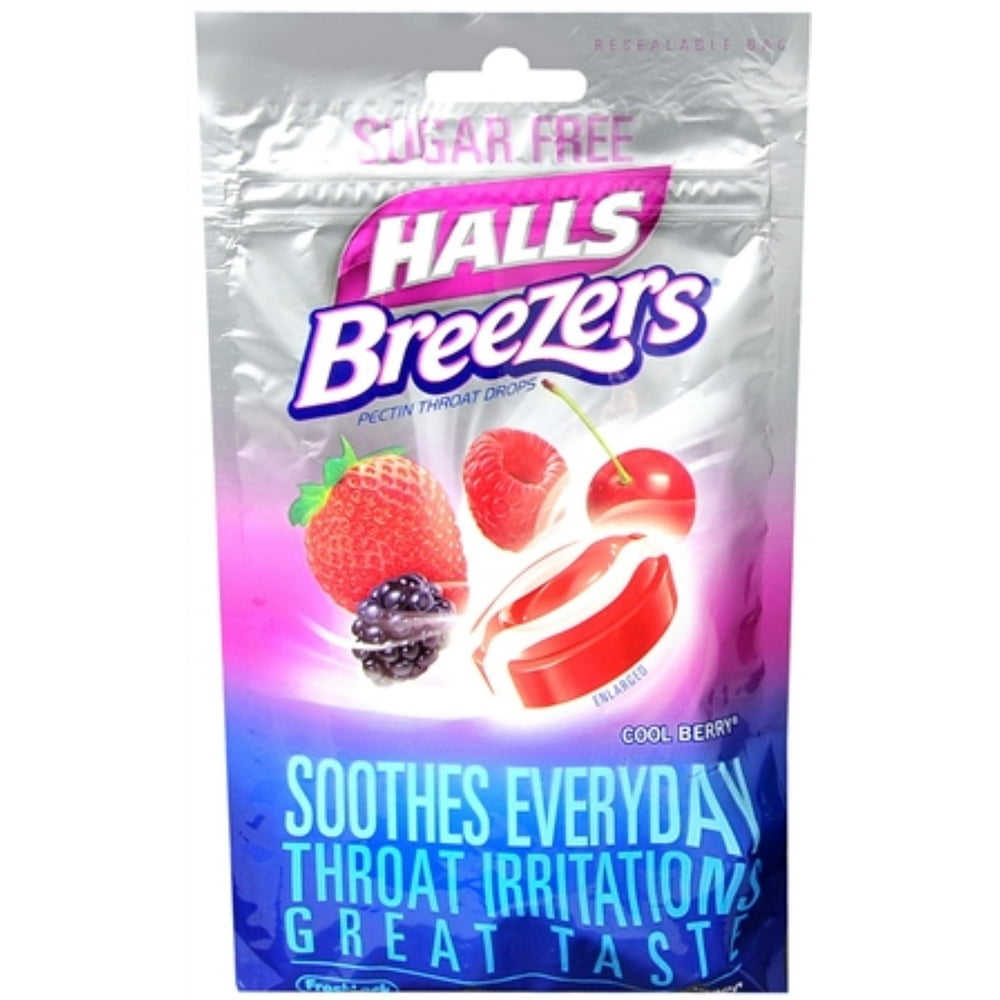 Halls Breezers Drops Sugar Free Cool Berry 20 Each (Pack of 6
