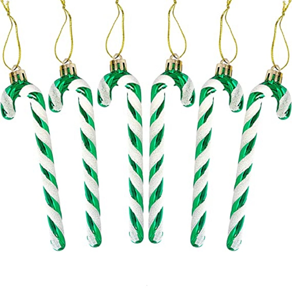 Holiday Candy Cane Ornaments 6pcs/Box Christmas Crutch Christmas Tree Crutch Pendants Winter