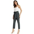 thumbnail image 4 of GRACE KARIN Women's Pants Trouser Slim Casual Cropped Paper Bag Waist Pants with Pockets, 4 of 6