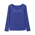 thumbnail image 2 of Dyfzdhu T Shirts with Built in Bra for Women Plus Size Long Sleeve Modal Underwear Lounge Pajama Tops Padded Basic Tee Undershirt, 2 of 8