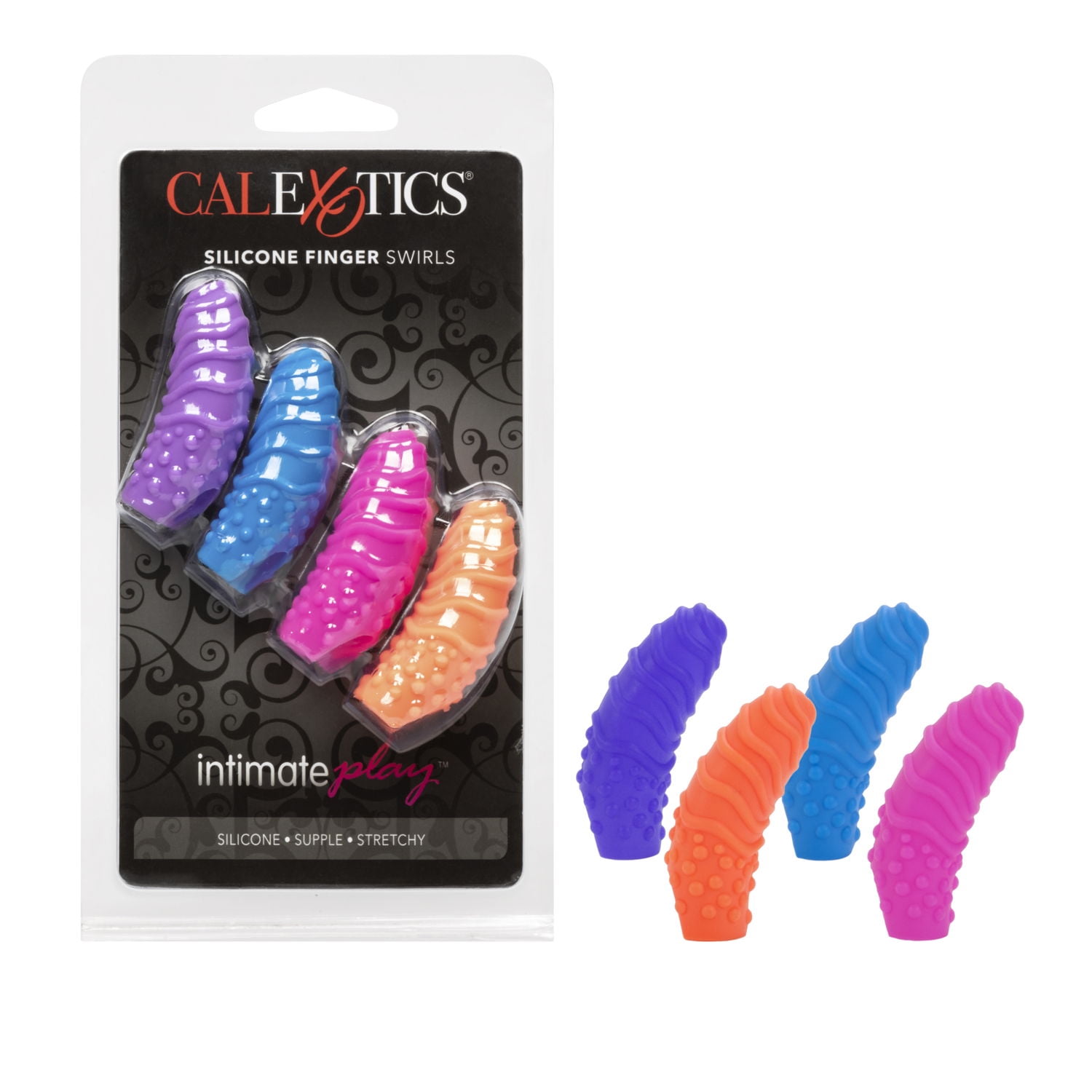 CalExotics Posh Silicone 4 Set Textured Foreplay Finger Sleeves Swirled Multi Color Walmart Com