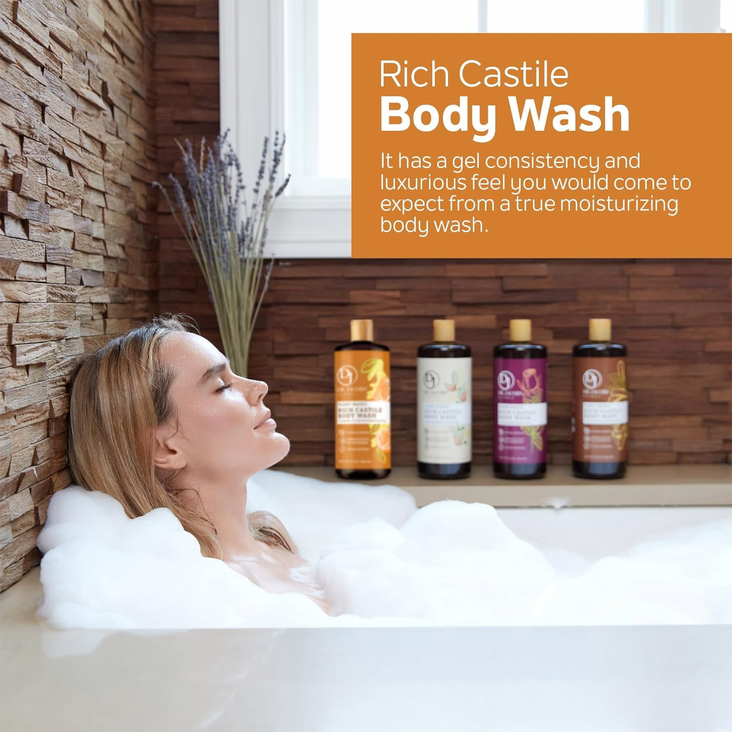 Dr Jacobs Naturals Castile Soap Body Wash Plant Based Liquid Soap, Orange & Ginger 32 Oz 2-Pack