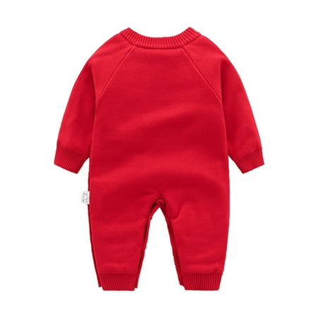 

Infant Baby Autumn and Winter Christmas Long Sleeved Trousers Bodysuit Knitted Sweater Creeper Fashionable Christmas Printed One-piece Romper