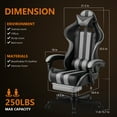 thumbnail image 3 of Huracan Gaming Chair for Adults High Back Gaming Chair with Footrest & Massage Lumbar Pillow Adjustable Height Office Chair with Headrest, Ergonomic Swivel Gamer Chair, Gray, 3 of 8