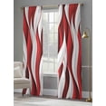 thumbnail image 4 of Red White Moire Sheer Curtains 96 Inch Length 2 Panels Set, Modern Abstract Art Voile Window Treatment Semi Sheer Long Curtains Drapes for Bedroom/Living Room/Kitchen 52"x96"x2, 4 of 7