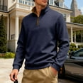 thumbnail image 6 of IYTR Long Sleeve T-Shirts for Men Half Zipper Standing Collar Pullover Leisure Lightweight Solid Color Loose Fit Spring Clothes Shirt (Navy,XXL), 6 of 9