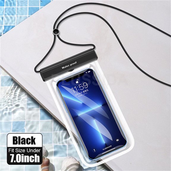Transparent Under 7.0 inches Touch Screen Mobile Phone Cover Swimming Case Phone Pouch Waterproof Phone Case BLACK