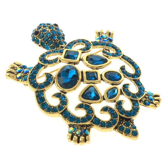 Large Turtle Rhinestone Brooch