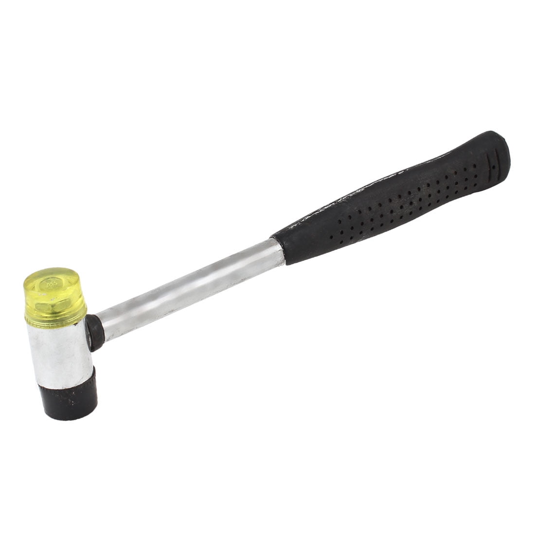 Unique Bargains Clear Yellow Black Rubber Head Metal Mallet Hammer 10.2