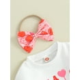 thumbnail image 6 of Elippeo Valentines Day Toddler Baby Girls Outfit Long Sleeve Letters Print Sweatshirt Heart Print Pants Headband Clothes, 6 of 10