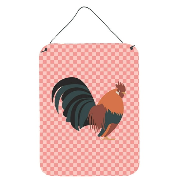 Caroline's Treasures BB7836DS1216 Dutch Bantam Chicken Pink Check Wall or Door Hanging Prints, 12x16, multicolor