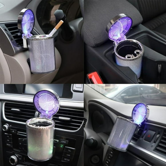 Car Ashtray with LED Light Air Vent Cigarette Cigar Ash Tray Container Smoke Ash Cylinder Smoke Cup Holder