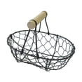 thumbnail image 1 of Cesta de alambre para huevos, cesta ovalada para recolección, rústica, decorativa, vintage, cesta de almacenamiento de hierro con mango de madera para Café, 1 of 8