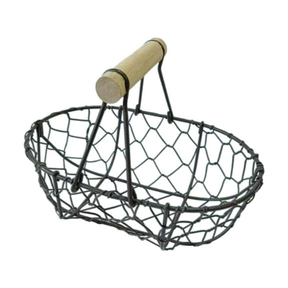 TISHITA Wire Egg Basket Retro Rustic Iron Storage Basket for Farmhouse Tabletop Home Black