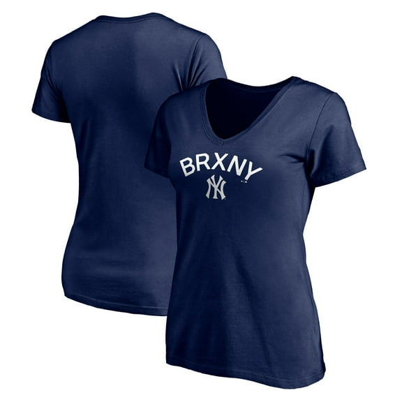 Women's Navy New York Yankees Core BRXNY V-Neck T-Shirt