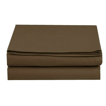 Flat Sheet Elegant Comfort Wrinkle-Free 1500 Series Soft Egyptian Quality 1-Piece Flat Sheet, Queen Size, Chocolate Brown