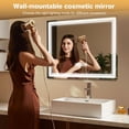 thumbnail image 3 of MKupView Large Vanity Mirror with LED Lights & Play Music 27.6"X21.7" Vanity Mirror Touch Screen with 3-Color Lighting Memory Function USB Charging Port & Magnifying Glass Suitable for Wall or Desktop, 3 of 8