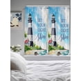 thumbnail image 3 of Bedroom Curtains 63 Inches length, Lighthouse Window Treatment Curtain Drapes, Blue Coastal Nautical Ocean Beach Palm Tree Rod Pocket Curtain Panels for Living Room Kitchen, 42"x63", 2 Panels, 3 of 7