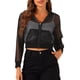thumbnail image 1 of INSPIRAR CHIC Sudadera con cremallera para mujer 2023 Moda Chaquetas bomber de malla transparente L Negro, 1 of 6