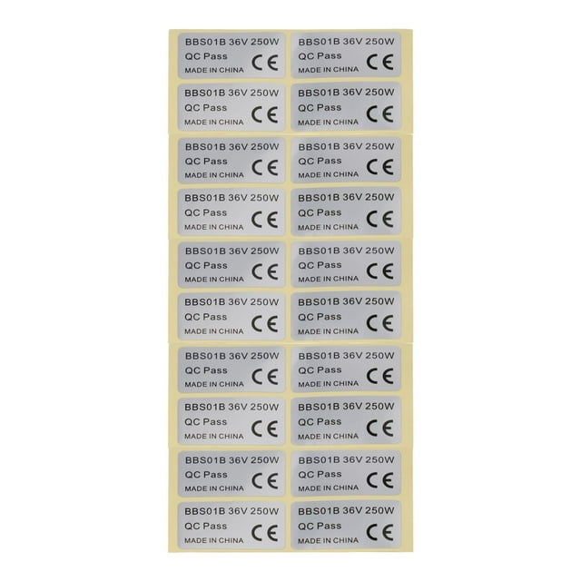 MYG for Bafang Electric Bicycle Sticker Set 20 PCS for 36V 250W BBS01/BBS02 E-Bike Motor Silver PVC Waterproof Label 45x23mm Accessory Replacement Part