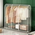 thumbnail image 3 of TOPCHANCES Garment Rack Cover, Transparent Clothes Rail Cover with 2 Durable Zipper, Heavy Duty PEVA Garment Coat Hanger Protector for Clothing Storage, 79x59x20in, 3 of 7