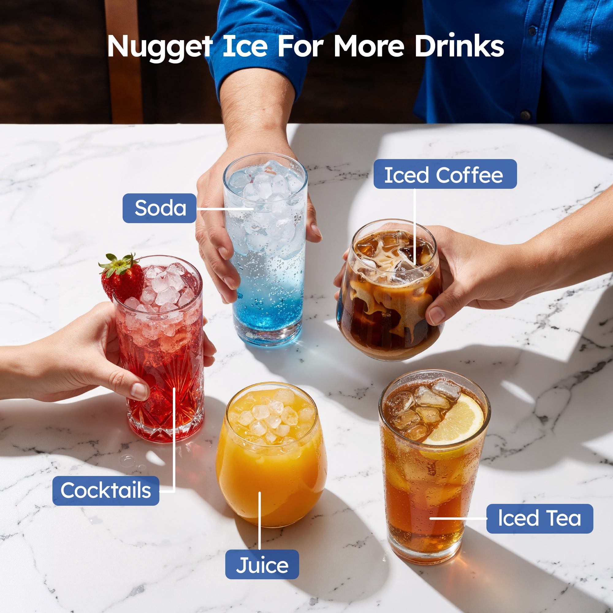 Simzlife Countertop Nugget Ice Maker - 33lbs/24h Chewable Sonic Pellet Ice Machine, 1.8L Removable Tank, Auto Self-Cleaning & Smart Measured Dispensing for Home, Office, Party