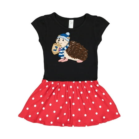 

Inktastic Hanukkah Hedgehog in Scarf and Hat in Dreidel Gift Toddler Girl Dress