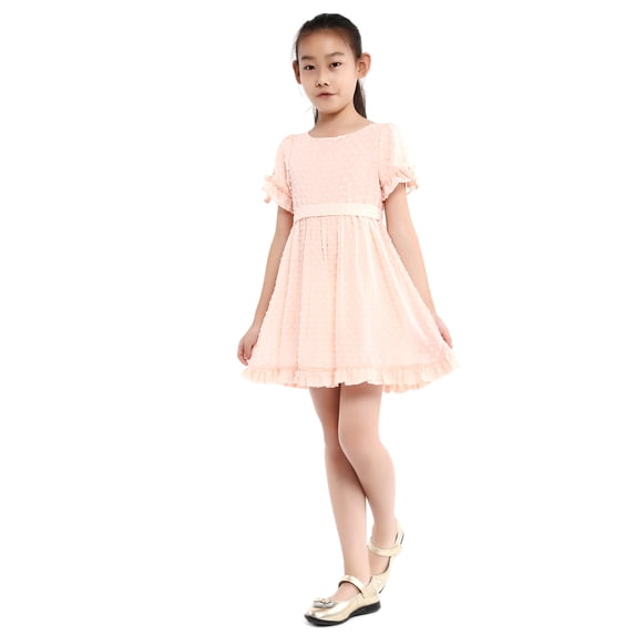 Richie House Girls' Lovely Dress with Belt to Adjust at Waist RH2638