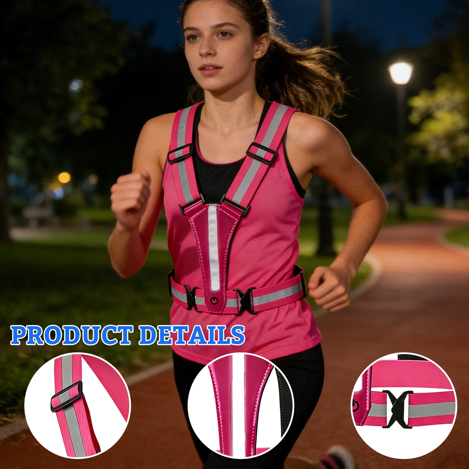 (1PC LED Reflective Running Vest, High-Visibility Safety Jacket for Night Runners, Lightweight Breathable Sports Gear for Outdoor Activities, Cycling, Jogging, Walking)