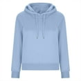 thumbnail image 6 of Olyvenn Stylish Womens Cropped Hoodies Casual Loose Fit Hooded Sweatshirts Cute Fashion Solid Side Slit Drawstring Pullover Tops Light Blue 10, 6 of 6