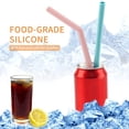 thumbnail image 3 of Juego de 6 Popotes de Silicona Flexibles y Reutilizables con 2 Cepillos Limpiadores, Ideales para Bebidas Frías y Calientes, Colores Surpresa, Tamaño Grande, Certificado FDA., 3 of 6