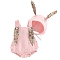 thumbnail image 2 of XIMIN Toddler Baby Girls Easter Outfit Romper/Dress Sleeveless Bunny Ear Sister Mathing Clothes with Tail, 2 of 8