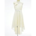 thumbnail image 2 of inhzoy Girls One Shoulder Flowers Chiffon Wedding Bridesmaid High Low Dress Champagne 14, 2 of 9