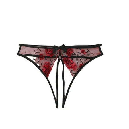 

KDDYLITQ Women Sexy Underwear Floral Lace Low Rise Thongs Seamless Panty Red M