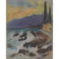 thumbnail image 3 of Zolo Palugyay 12x14 Black Modern Framed Museum Art Print Titled - Rocky Seashore with Cypresses (1925-1928), 3 of 5