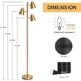 thumbnail image 2 of Reading Lamp And Floor Lamp For Living Room And Bedroom, Elegant Classic Three-Light Tree Tall Standing Lamp Without Bulb - Antique Brass/Gold, 2 of 3