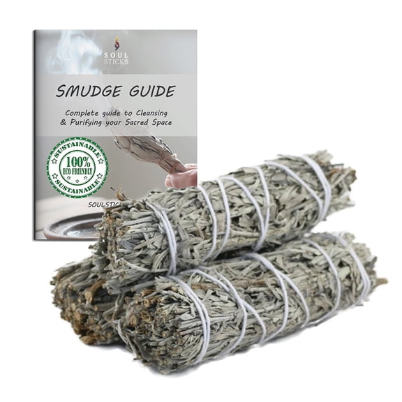 Ancient Veda Blue Sage Smudge Sticks Pack of 3 Bundles & Smudge Guide