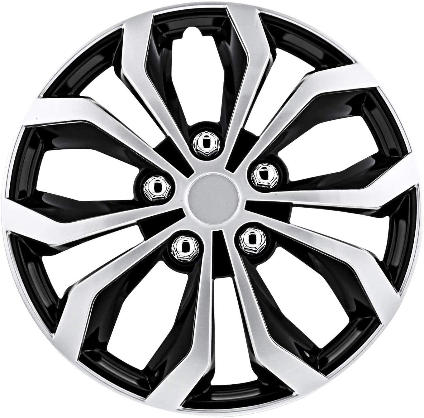 Covers to fit Skoda Citigo Black 14" Silver wheel trims Hub Caps 