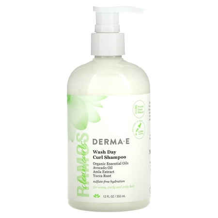 DERMA E Ramos Clean Curls, Wash Day Curl Shampoo, For Wavy, Curly and Coily Hair, 12 fl oz (355 ml)