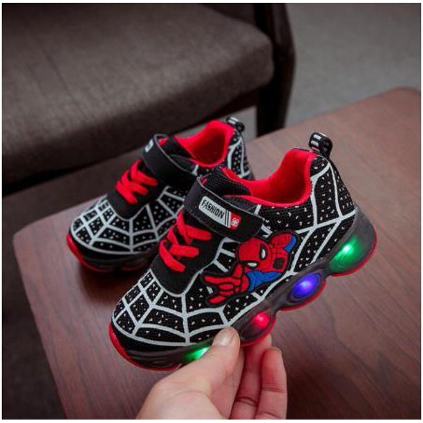 Nuevo Sueprhero Led Mesh Sneakers Girls Boys Kids Luminous Glowing Sneakers Zapatos para Niños Niñas Lighted Led Baby Children Shoes29 18 plantilla) Gao Jinjia LED
