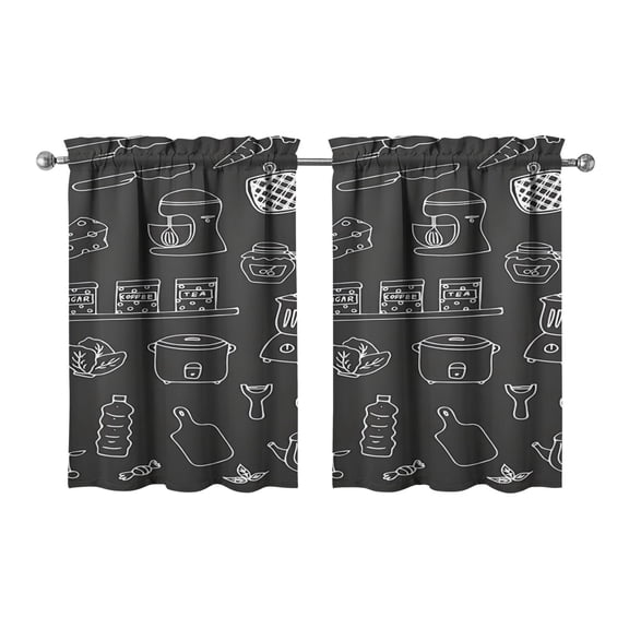 Vintage Kitchen Food Cooking Chef Tier Cafe Curtains for Bathroom Living RV Rod Pocket Window Drapes 36 Inch 2 Panels Set 28"x36" 2 Panels Window Treatment Tiers