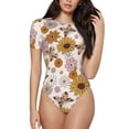 thumbnail image 2 of Picia Sunflowers And Butterflies Womens One Piece Swimsuits Modest Tummy Control Bathing Suits Lace Up Slimming Swim Suit-Small, 2 of 9