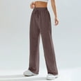 thumbnail image 4 of Hearthz Women's Wide Leg Sweatpants High Waist Baggy Flared Pants Drawstring Athletic Joggers Sweat Pants Brown,L, 4 of 6