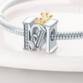 thumbnail image 4 of 925 Sterling Silver Crown Initial Charms - 26 Letters Alphabet Beads - Fits Bracelets - DIY Jewelry Gift, 4 of 31