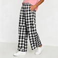 thumbnail image 5 of VEKDONE Womens Plaid Wide Leg Palazzo Pants Casual Baggy Barrel Pants Trendy Elastic High Waist Comfy Straight Trousers with Pockets Black M, 5 of 6