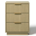 thumbnail image 4 of Heynemo Low 3-Drawer Dresser, Modern Storage Cabinet with Wavy Drawers for Bedroom, Hallway, or Living Room, Natural, 4 of 10