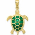 thumbnail image 1 of 10K Yellow Gold Green Enameled Sea Turtle Pendant (29 X 18) Made In Peru -Jewelry By Sweet Pea, 1 of 5