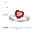 thumbnail image 2 of 925 Sterling Silver Stackable Expressions Polished Enameled Love Hearts Ring Size 9 Jewelry Gifts for Women, 2 of 6