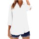 thumbnail image 1 of Mujeres 3/4 Manga Tops Y Blusas Color Sólido Turndown Cuello en V Suéter, 3/4 Manga Tops Casual para las Mujeres Suave Blusa de Poliéster, Ligero Primavera Verano Camiseta de Moda, 1 of 5